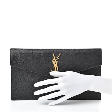 SAINT LAURENT Grain De Poudre Uptown Pouch Black.